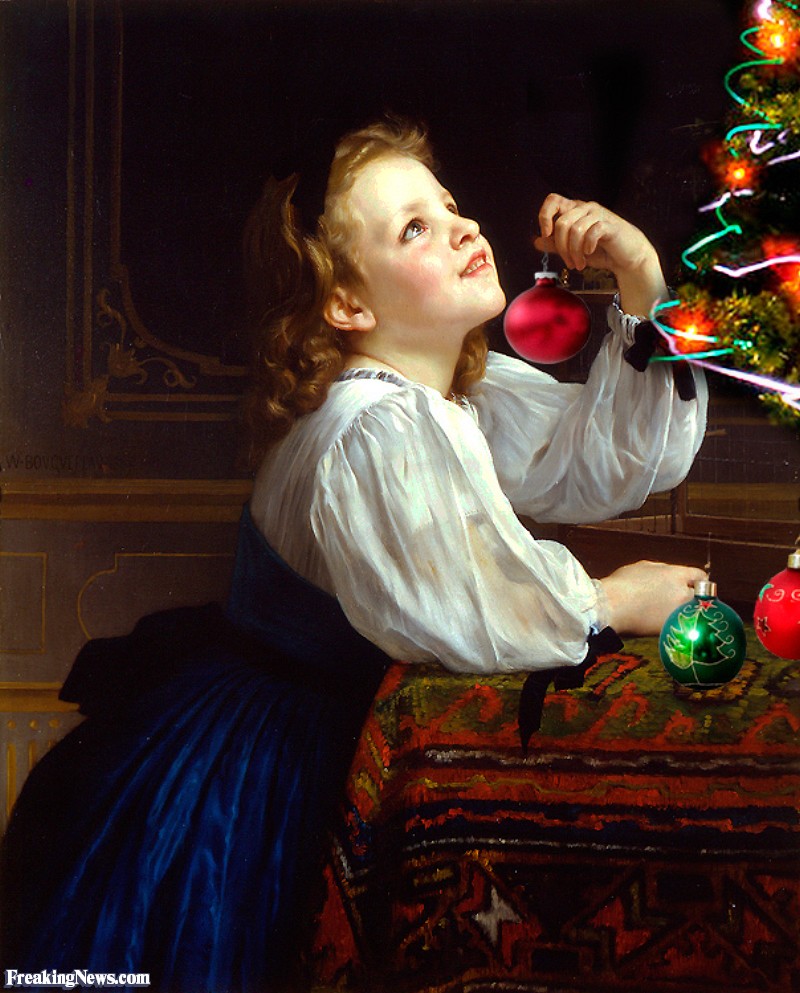 800x993 Little Girl With Christmas Ornament Pictures - Christmas Girl Painting