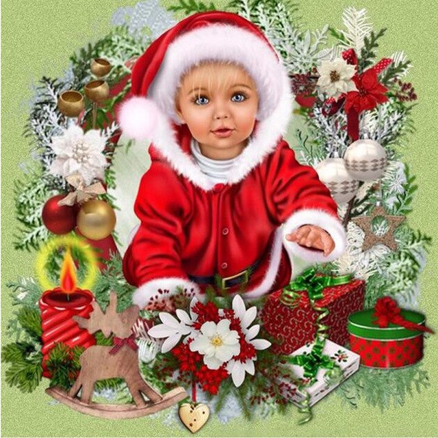 640x640 New Ultra Hd Diamond Embroidery Christmas Girl 5d Cross Stitch - Christmas Girl Painting