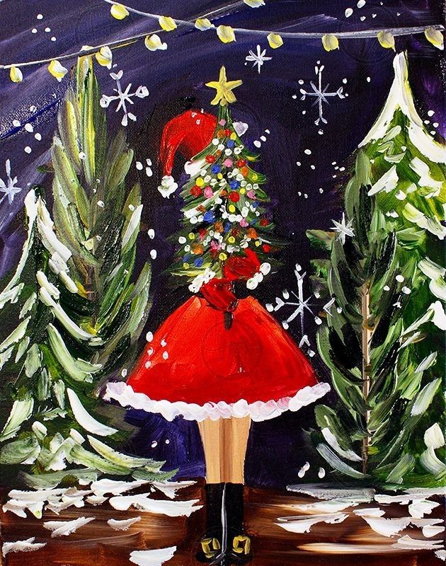 630x800 Pin By Mary Karapulya On Christmas - Christmas Girl Painting
