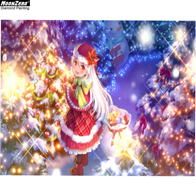 640x640 5d Diy Diamond Painting Christmas Girl Train Full Square - Christmas Girl Painting