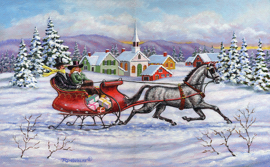 900x558 Home For Christmas Painting By Richard De Wolfe - Christmas Horse Painting