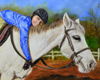 340x270 Horse Painting Etsy - Christmas Horse Painting