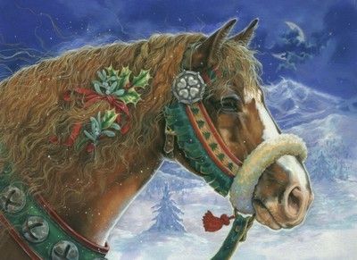 400x291 The 121 Best Christmas Art Images On Christmas Art - Christmas Horse Painting