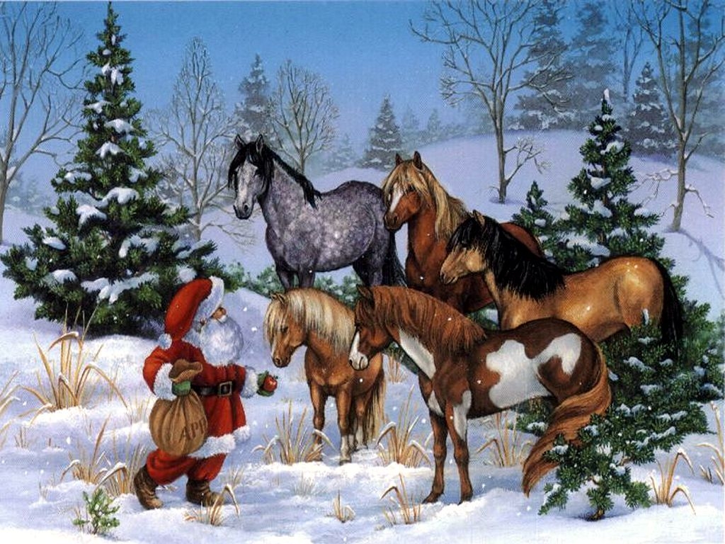 Christmas Horse Painting at PaintingValley.com | Explore collection of ...