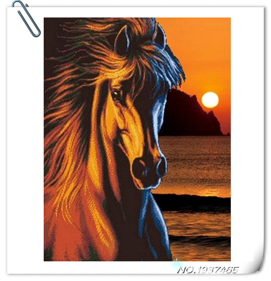 867x900 Diy Diamond Painting Sunset And Horse Christmas Decorations 5d - Christmas Horse Painting