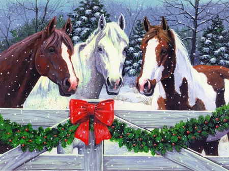 450x337 Christmas Horses - Christmas Horse Painting