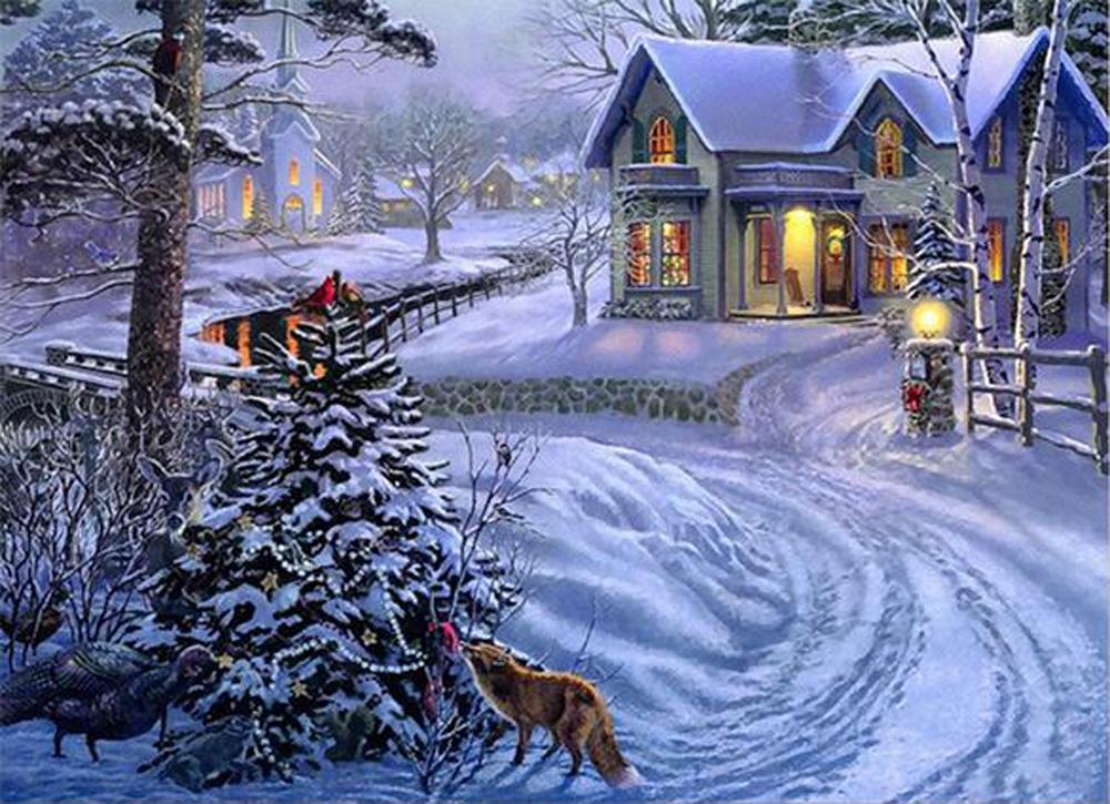 Christmas House Painting at PaintingValley.com | Explore collection of ...