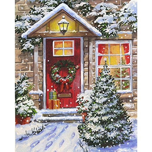 500x500 Haotfire Oil Painting, Paint By Number Kit Merry - Christmas House Painting