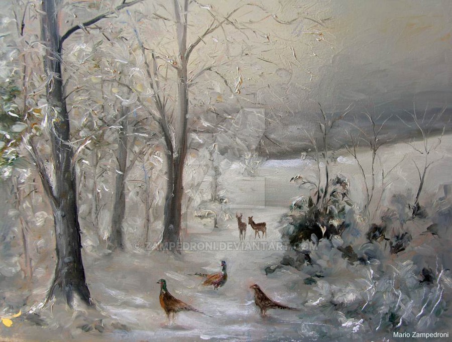 900x681 Christmas Landscape By Zampedroni - Christmas Landscape Painting
