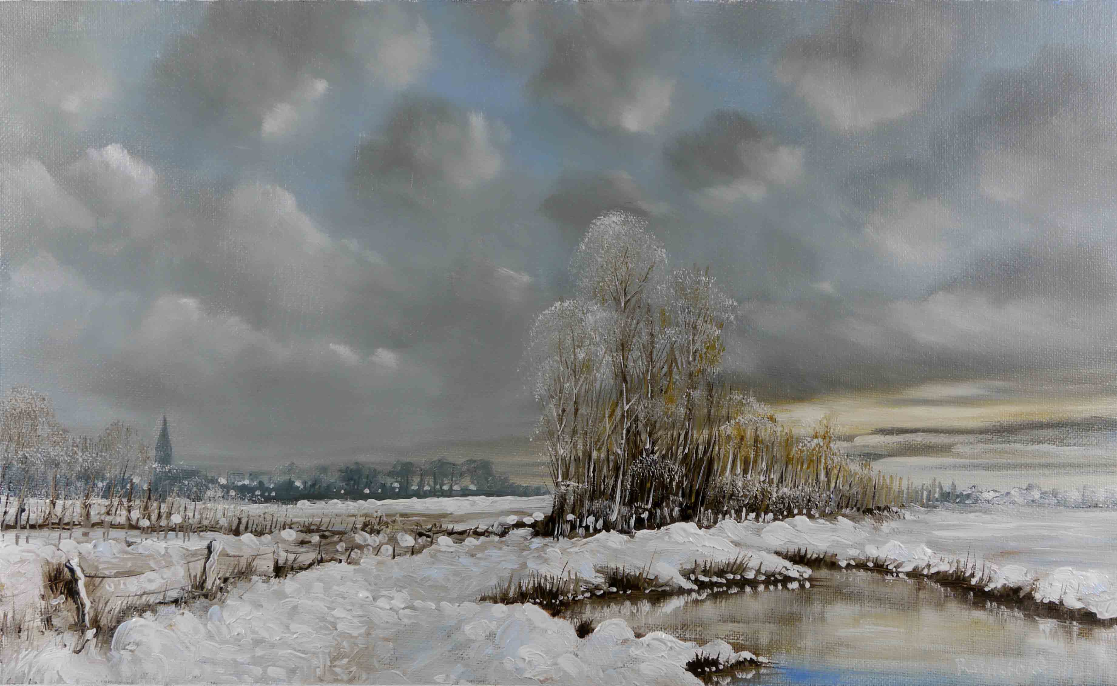 3682x2264 White Christmas Oil Painting Pictures - Christmas Landscape Painting