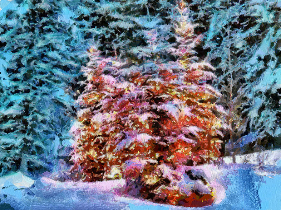 900x675 Christmas Lights Painting By Georgi Dimitrov - Christmas Lights Painting
