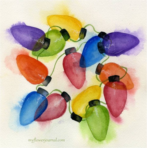 500x502 Watercolor Christmas Lights That Glow - Christmas Lights Painting