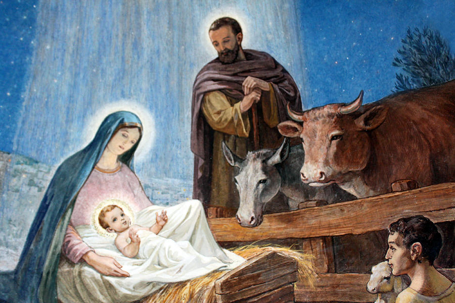 900x600 Nativity Painting At Shepherds Fields Photograph By Munir Alawi - Christmas Manger Painting