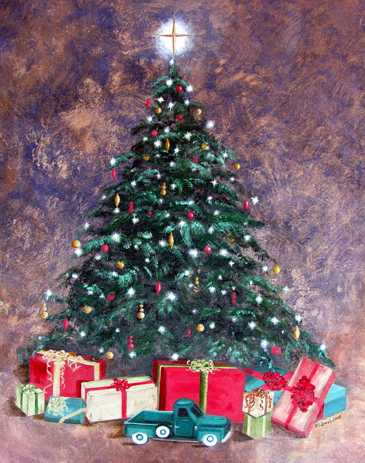 709x900 Christmas Morning Painting By Denise Lockhart Bush - Christmas Morning Painting