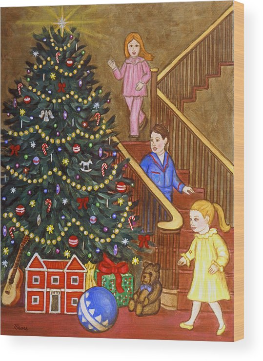 539x740 Christmas Morning Wood Print By Linda Mears - Christmas Morning Painting