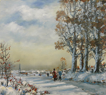 425x383 Christmas Morning Oil Painting Pictures - Christmas Morning Painting