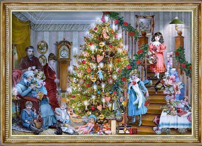 675x490 Christmas Tree, Victorian Era Christmas (Pronounced Kris'Mas - Christmas Morning Painting