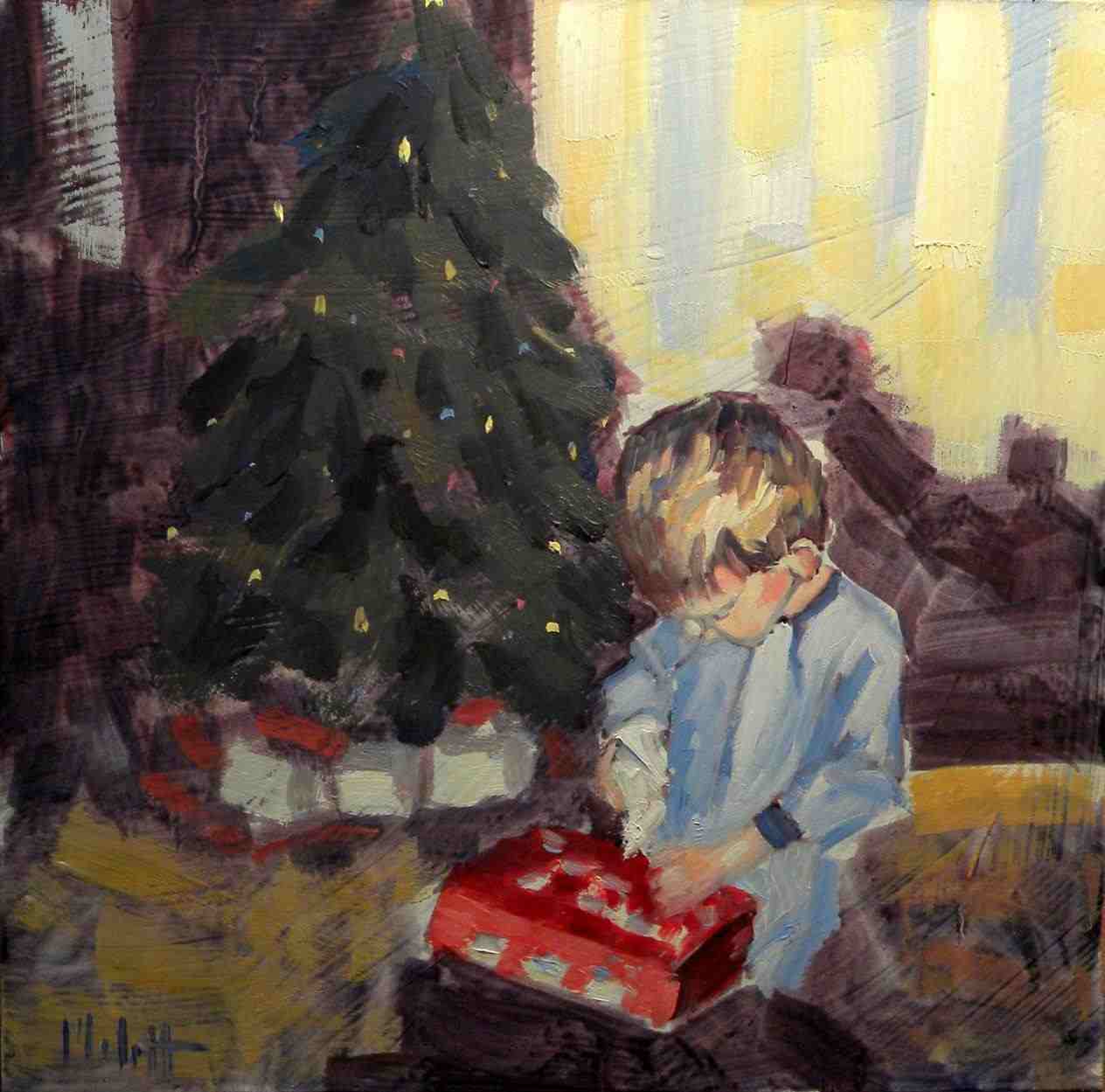 1264x1249 Painting Oil Painting In Anticipation Of New Year Miracle U Shop - Christmas Morning Painting