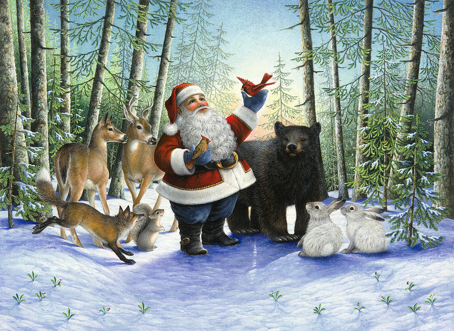900x656 Santa's Christmas Morning Painting By Lynn Bywaters - Christmas Morning Painting