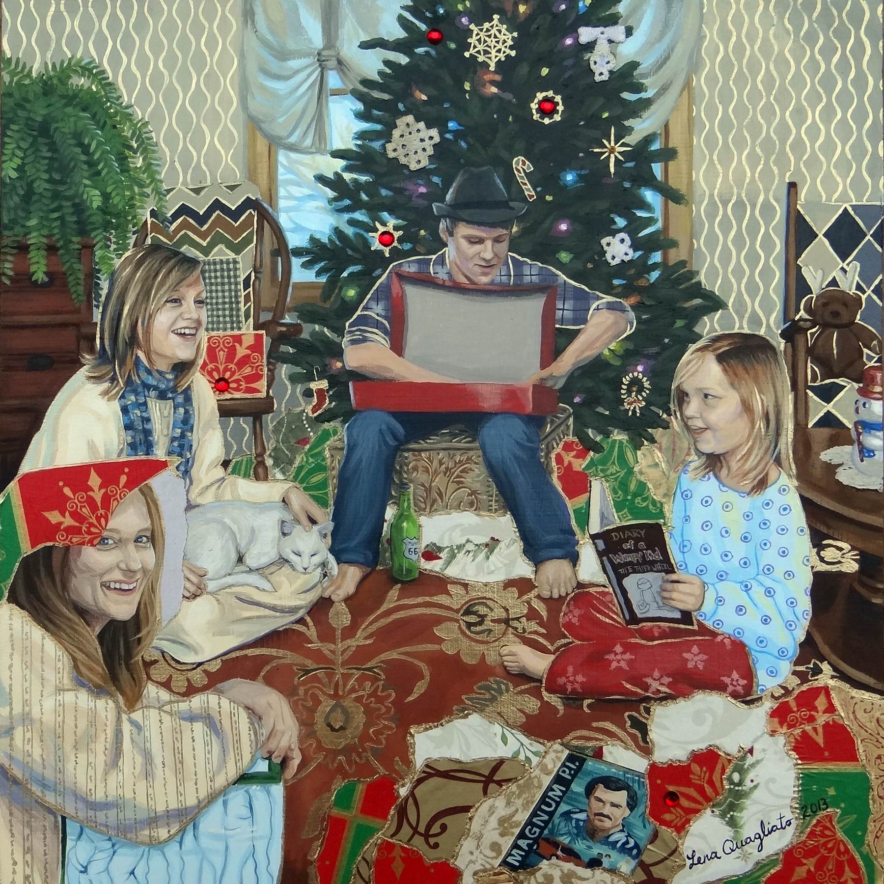 1800x1800 Group Portrait Fine Art And Portraits By Lena Quagliato - Christmas Morning Painting