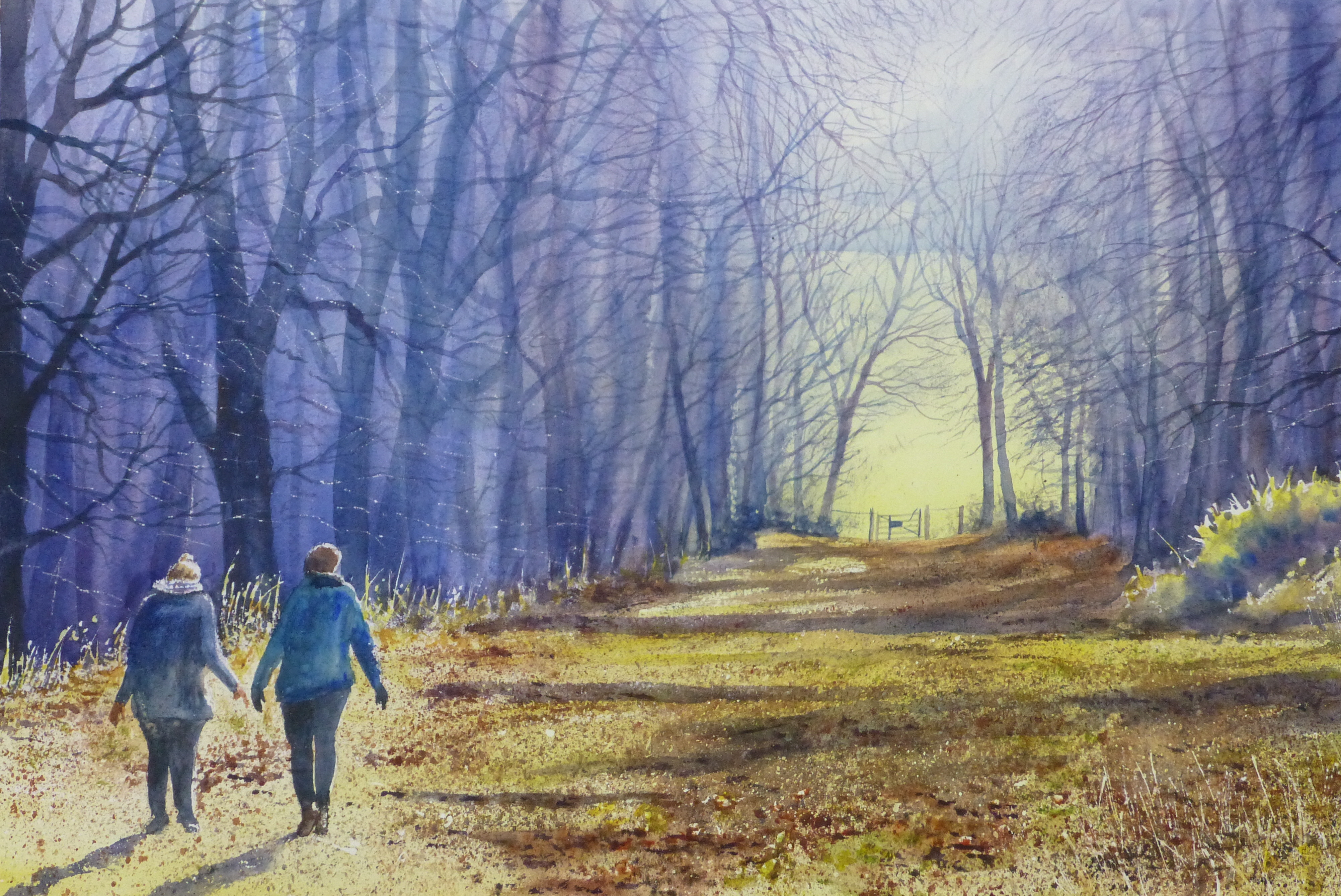 4006x2678 A Christmas Morning Walk Watercolour Painting Graham Mcquade - Christmas Morning Painting