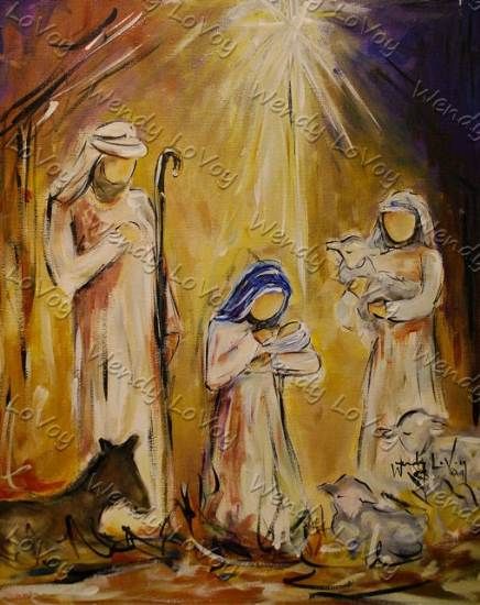 436x550 Christmas Nativity Painting Painting Christmas - Christmas Nativity Painting