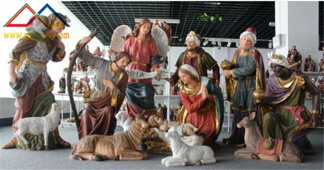 640x335 Hand Painted 48 Inch Resin 11 Piece Christmas Nativity Set Scene - Christmas Nativity Scene Painting