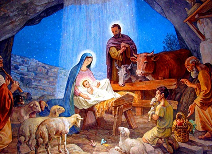 690x500 Nativity Scene Christmas Poster Painting Artwork Print - Christmas Nativity Scene Painting