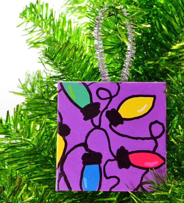 640x706 Hand Painted Mini Canvas Christmas Ornaments Mom Spark - Christmas Ornament Painting On Canvas