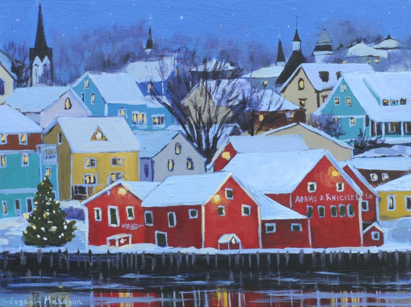 800x599 Lunenburg Paintings And Christmas Cards Evgenia Makogon Fine Art - Christmas Painting