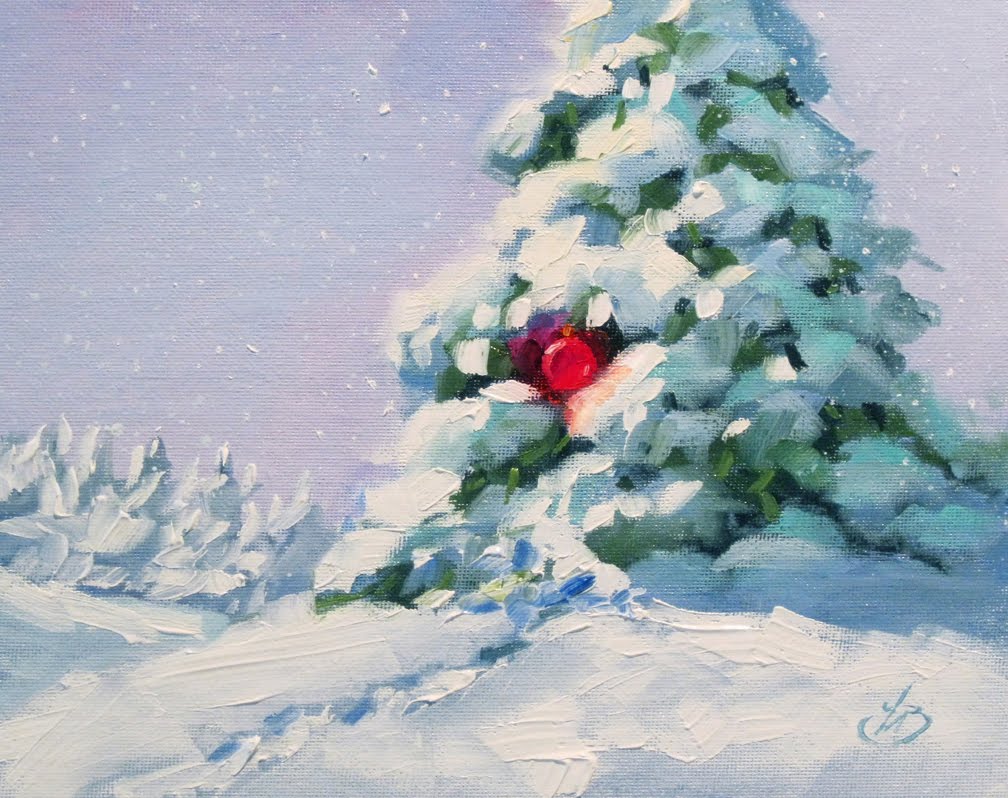 1008x798 Tom Brown Fine Art Christmas Painting, Small Works Sale By Tom Brown - Christmas Painting