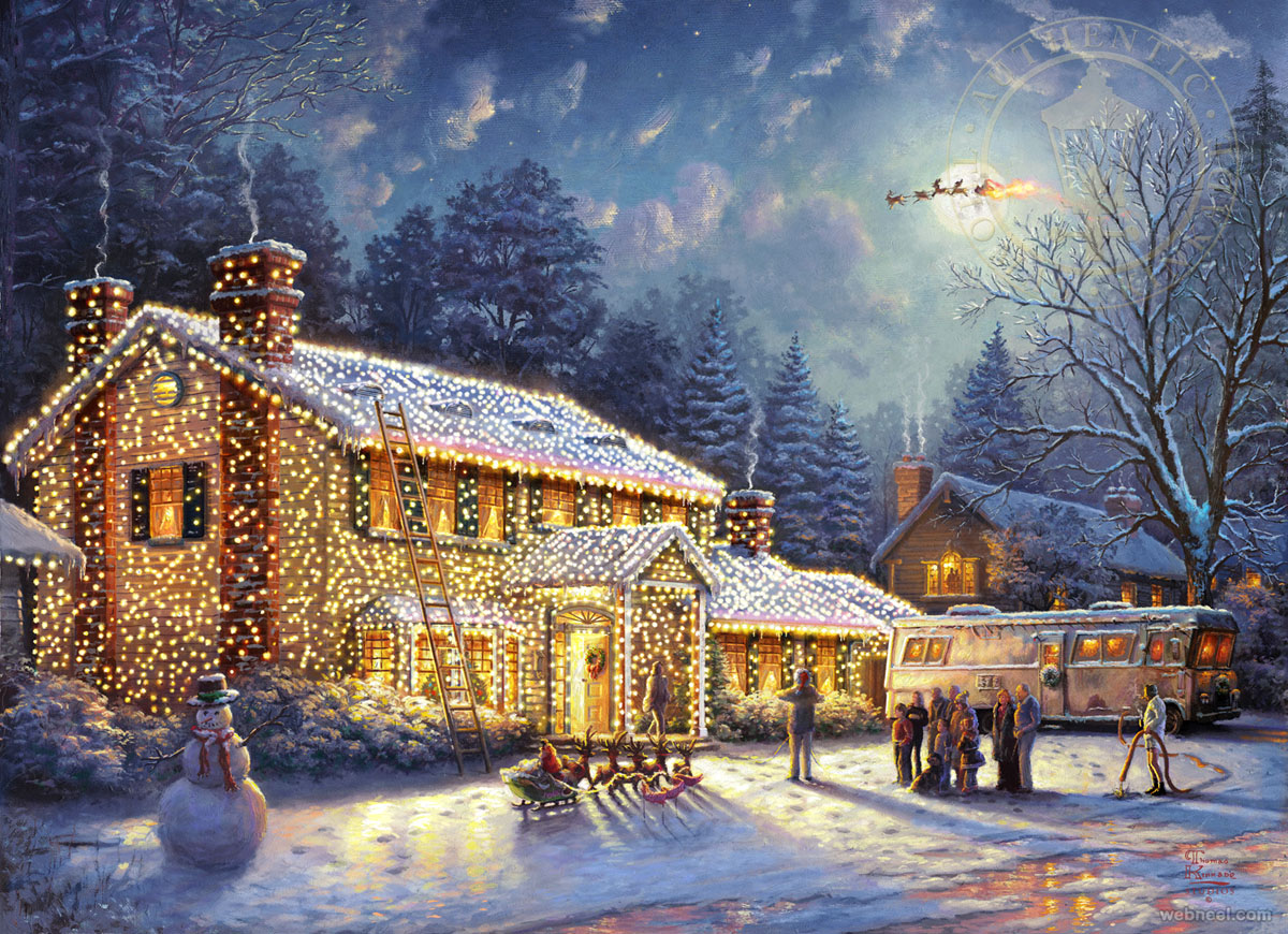 1200x870 Christmas Painting By Thomas Kinkade 7 - Christmas Painting