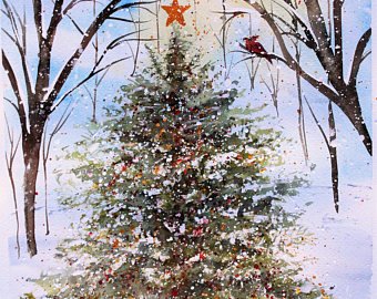 340x270 Christmas Painting Etsy - Christmas Painting