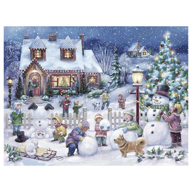 640x640 Diamond Embroidery Diy Diamond Painting Christmas Tree Snow - Christmas Painting For Children