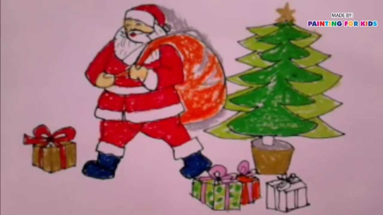 1280x720 How To Draw Christmas How To Draw Santa Claus For Kids - Christmas Painting For Children