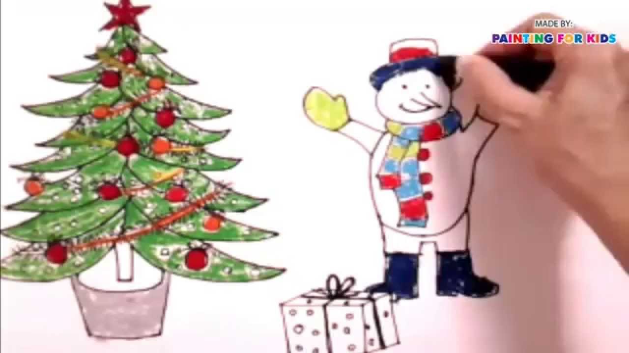 1280x720 How To Draw Christmas Tree For Kids How To Paint A Christmas - Christmas Painting For Children