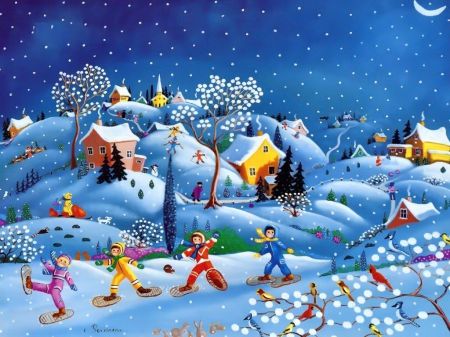 450x337 Winter Joy - Christmas Painting For Children