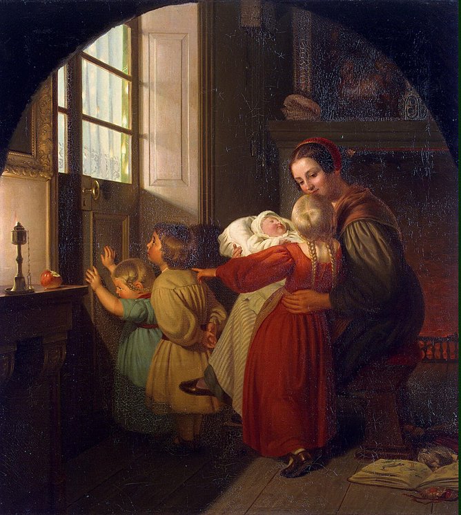 668x745 Children Expecting The Christmas Feast - Christmas Painting For Children
