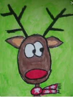 236x314 Next Year! Reindeer Portraits Step By Step Drawing Christmas - Christmas Painting For Kindergarten