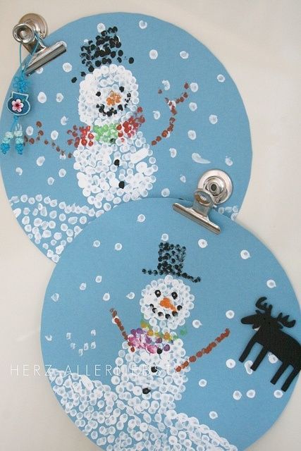 427x640 Winter Painting With Q Tips ) Art And Fine Motor Practice~ Craft - Christmas Painting For Kindergarten