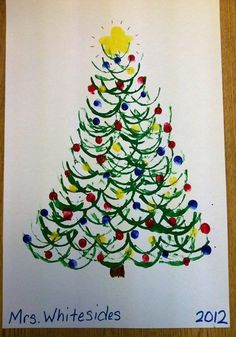 236x337 Diy Fingerprint Christmas Tree Light Craft For Kids! Just Have - Christmas Painting For Kindergarten