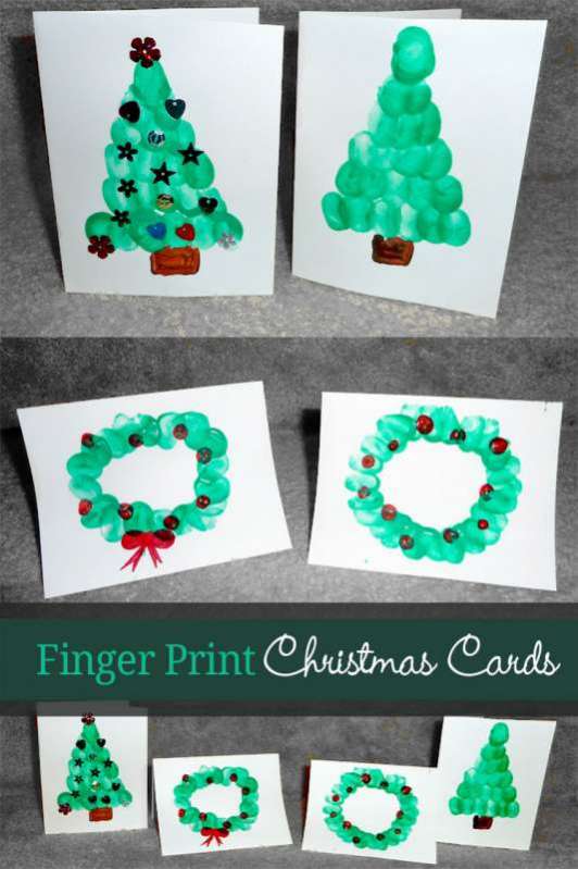 532x799 Fingerprint Christmas Cards For Kids To Make - Christmas Painting For Toddlers