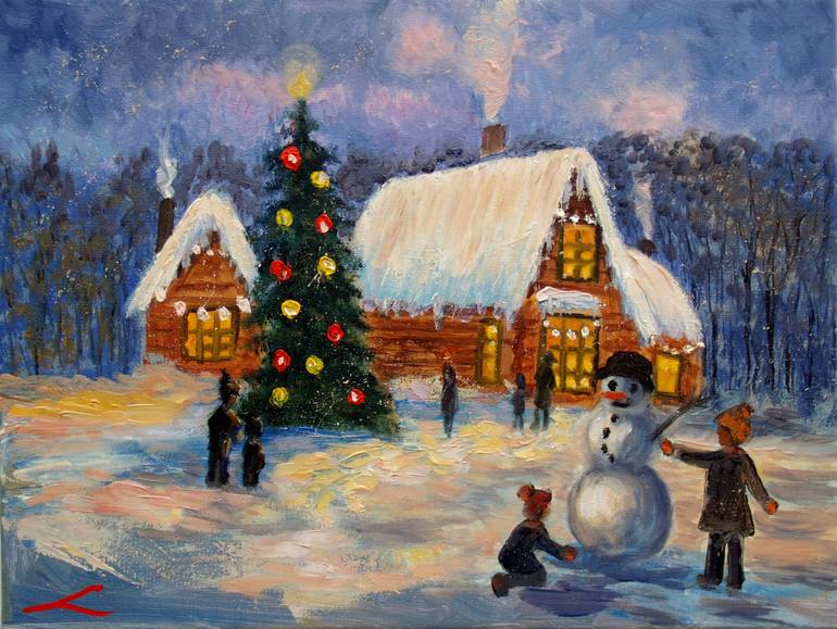 770x579 Saatchi Art Christmas Games Painting By Elena Sokolova - Christmas Painting Games
