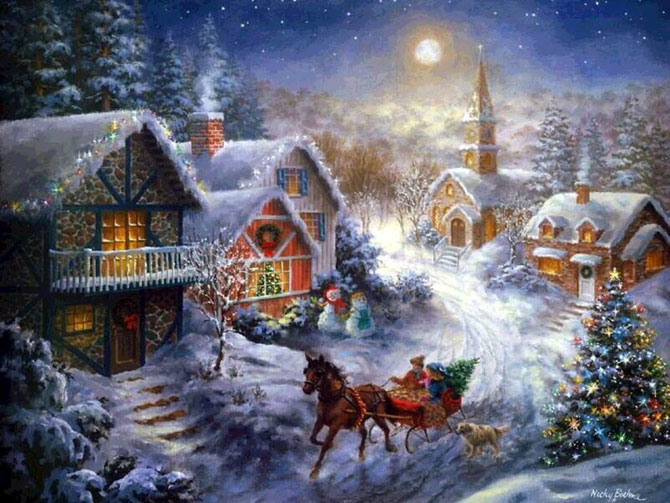 670x503 Magical Christmas Paintings - Christmas Painting Images