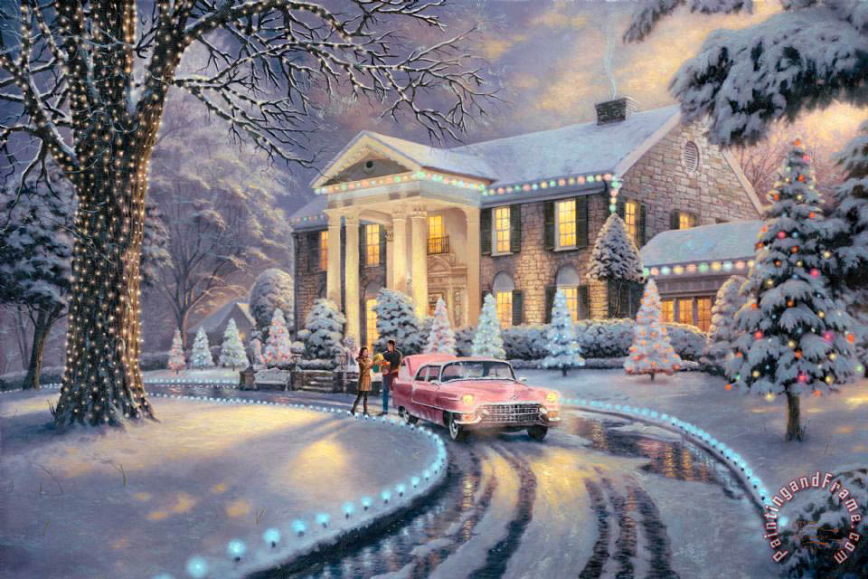 960x640 Thomas Kinkade Graceland Christmas Painting - Christmas Painting Images