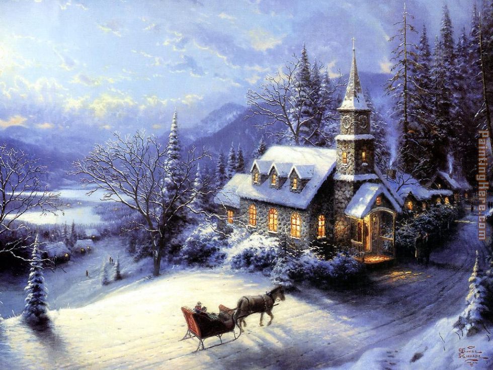 980x735 Thomas Kinkade Home For Christmas Painting Anysize 50% Off - Christmas Painting Images