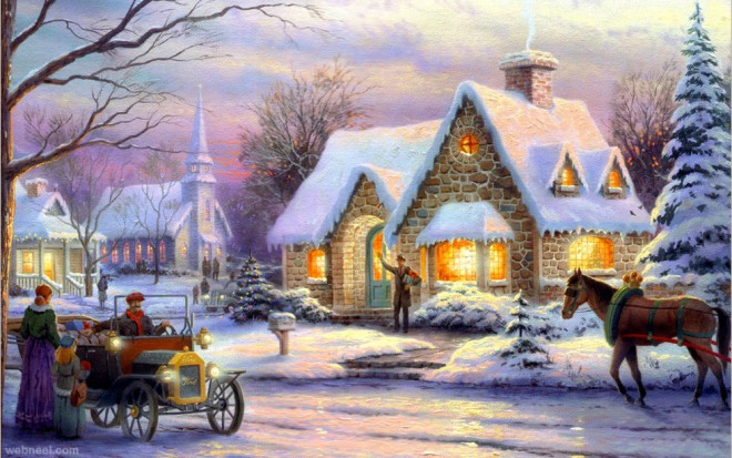660x413 40 Beautiful Christmas Paintings For Your Inspiration - Christmas Painting Images