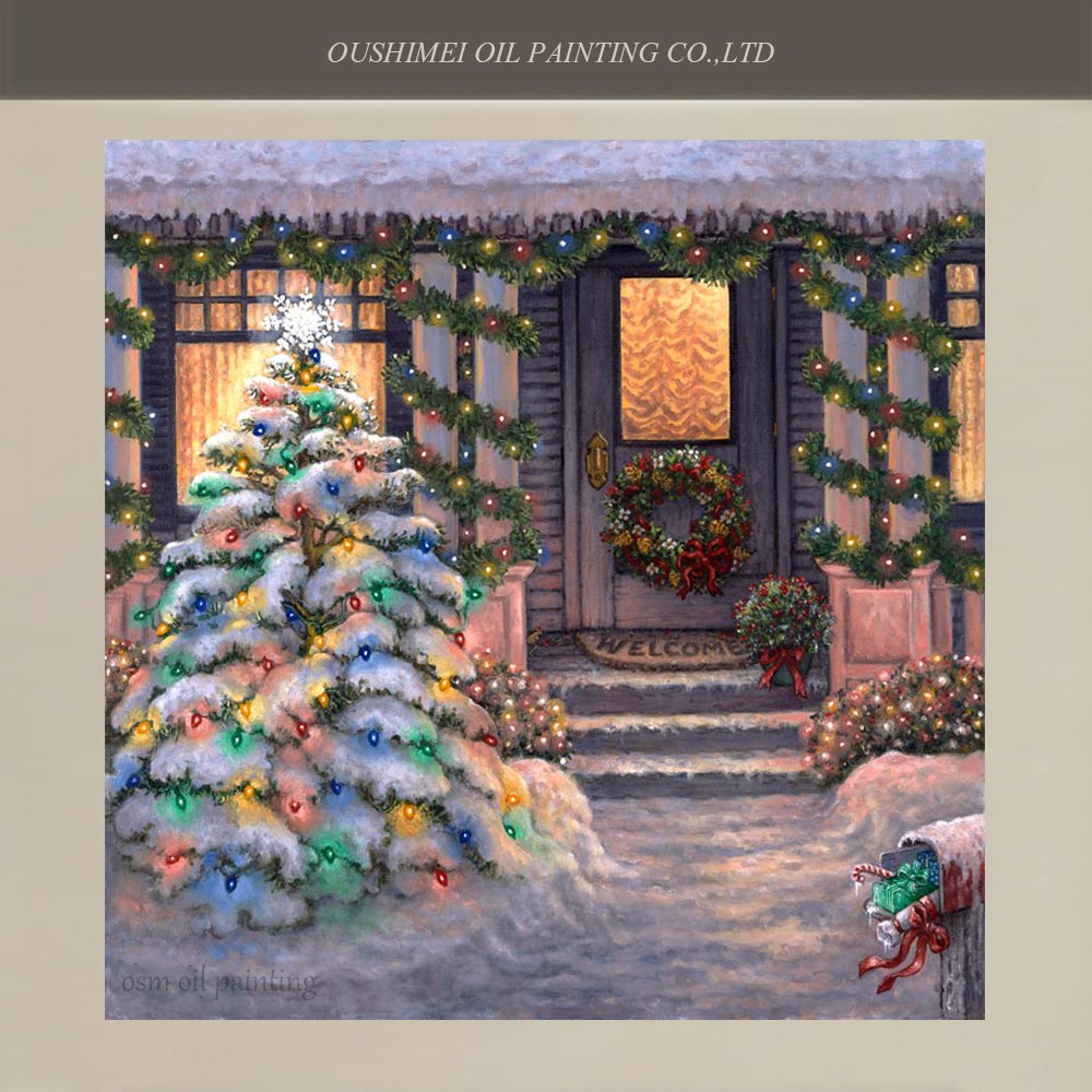 1000x1000 Hand Painted Canvas Painting Christmas Tree For Christmas - Christmas Painting On Canvas