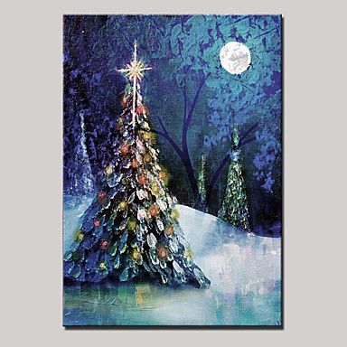 384x384 Hand Painted Abstract Landscape Modern Christmas Tree Oil Painting - Christmas Painting Online