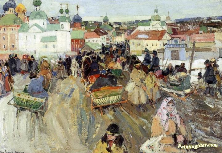 720x496 Russian Christmas Artwork By Leon Shulman Gaspard Oil Painting - Christmas Painting Online